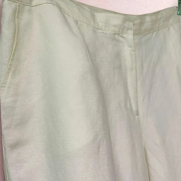 Ruby Rd Linen Blend Crop Straight Leg Pants Beaded Split Hem Plus Size 18W White - Picture 6 of 16